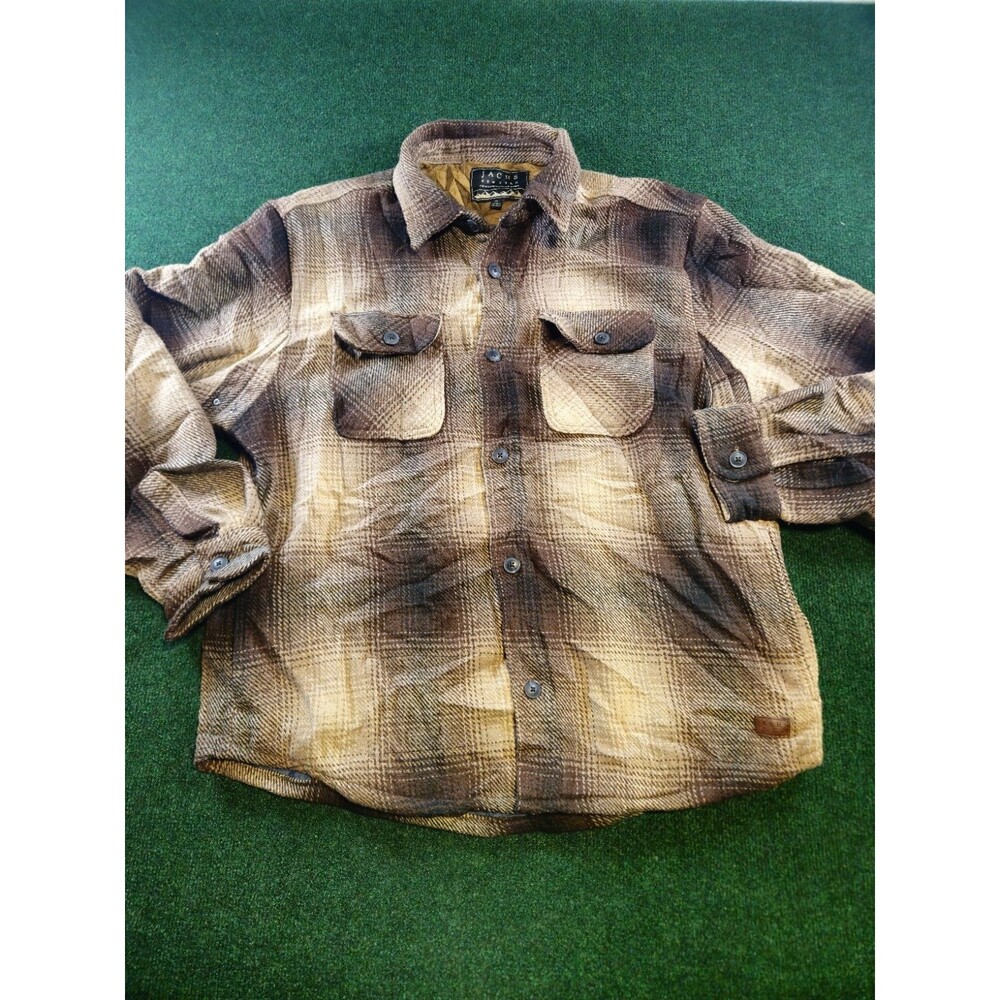 Jachs New York Plaid Wool Blend Shirt Jacket Men’s Size XL Brown Flannel Coat